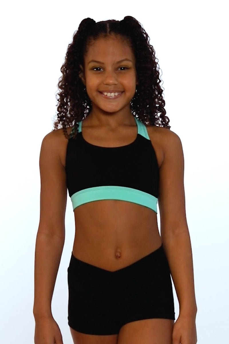 Girls Kids 2 Pieces Athletic Sports Bra Crop Top with Yoga Leggings Mesh  Gymnastics Dance Set
